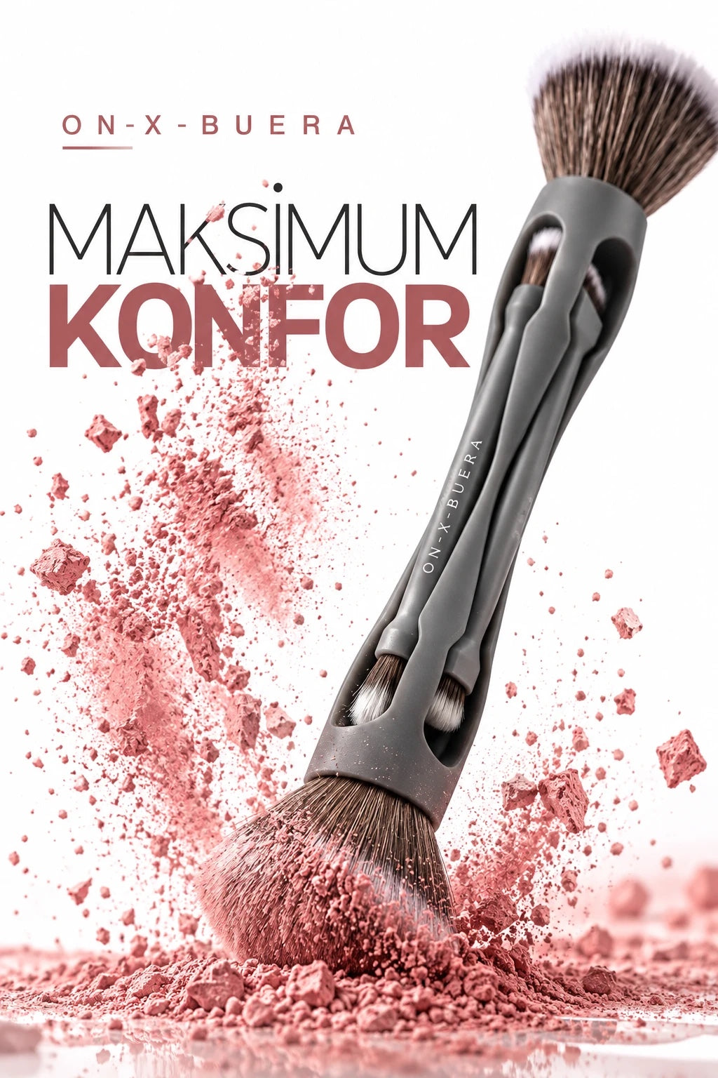 Maksimum konfor: pembe allık tozu içinde On-X-Buera çok uçlu makyaj fırçası